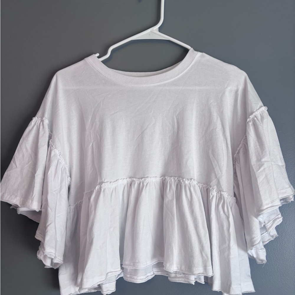 Urban Outfitters White Ruffle Crop Top